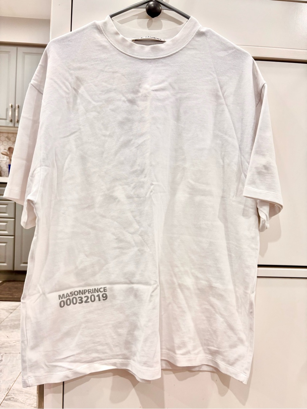 MasonPrince White Short-Sleeve Crewneck Tee with Subtle Logo Print